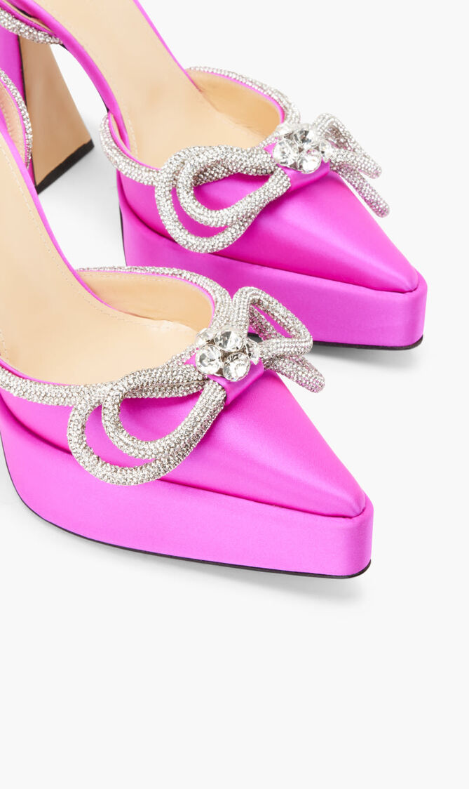Satin Double Bow Platform Pumps