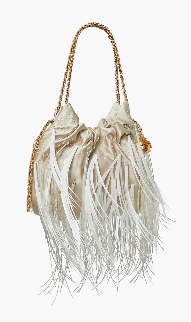 Mini Fleming Feather Drawstring  Bag