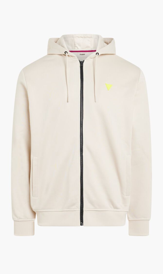 Ezra Zip Hooded Shiny Fleece Sweatshirt