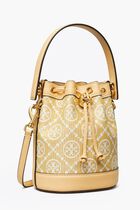 T Monogram Raffia Mini Bucket Bag