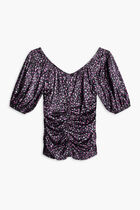 SILK STRETCH SATIN RUCHED BLOUSE
