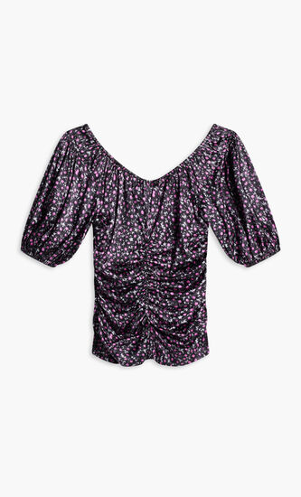SILK STRETCH SATIN RUCHED BLOUSE