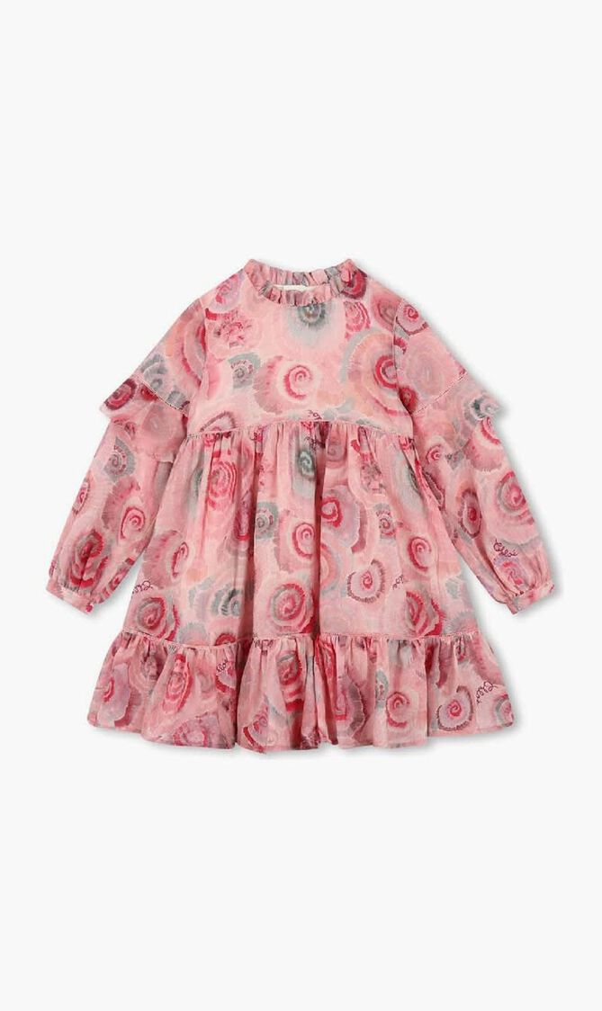 Ruffles Detail Wool Dress