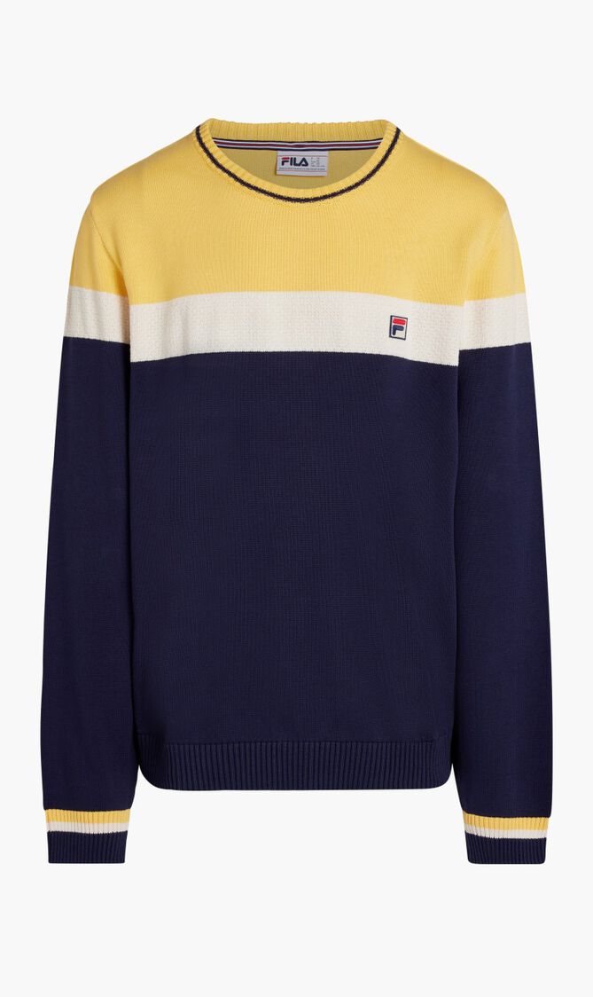 ALDEN TEXTURED KNITTED COLOUR BLOCK SWEATER