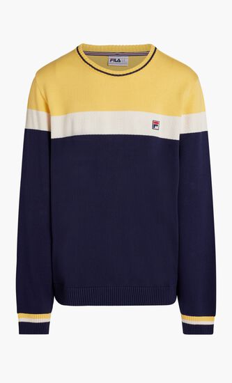 ALDEN TEXTURED KNITTED COLOUR BLOCK SWEATER