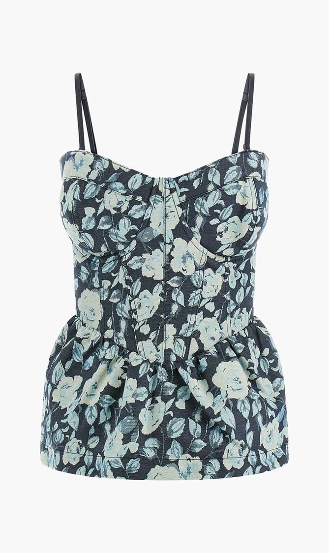Margaux Floral Denim Corset