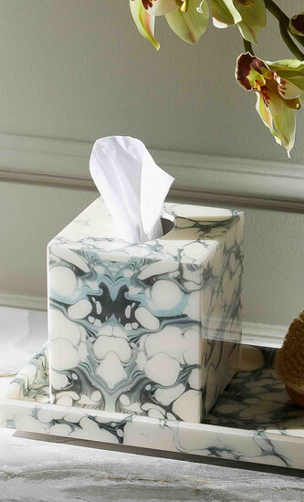 Cream Carrara Lacquer Tissue Box Holder