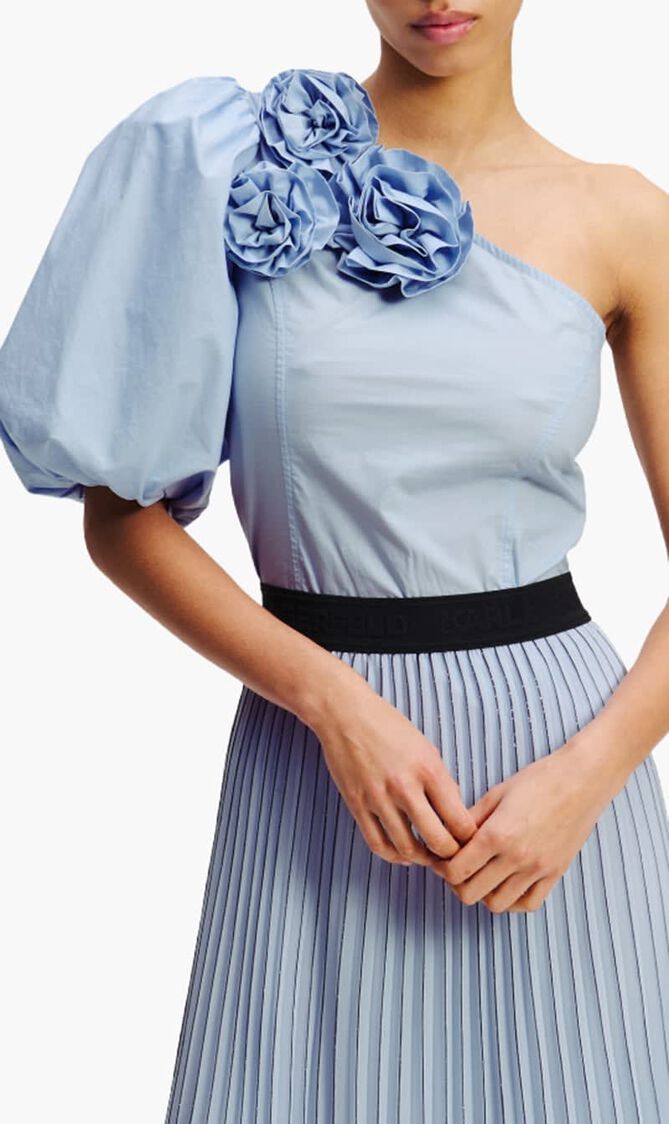 Flower One Shoulder Blouse