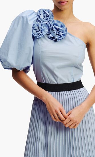 Flower One Shoulder Blouse
