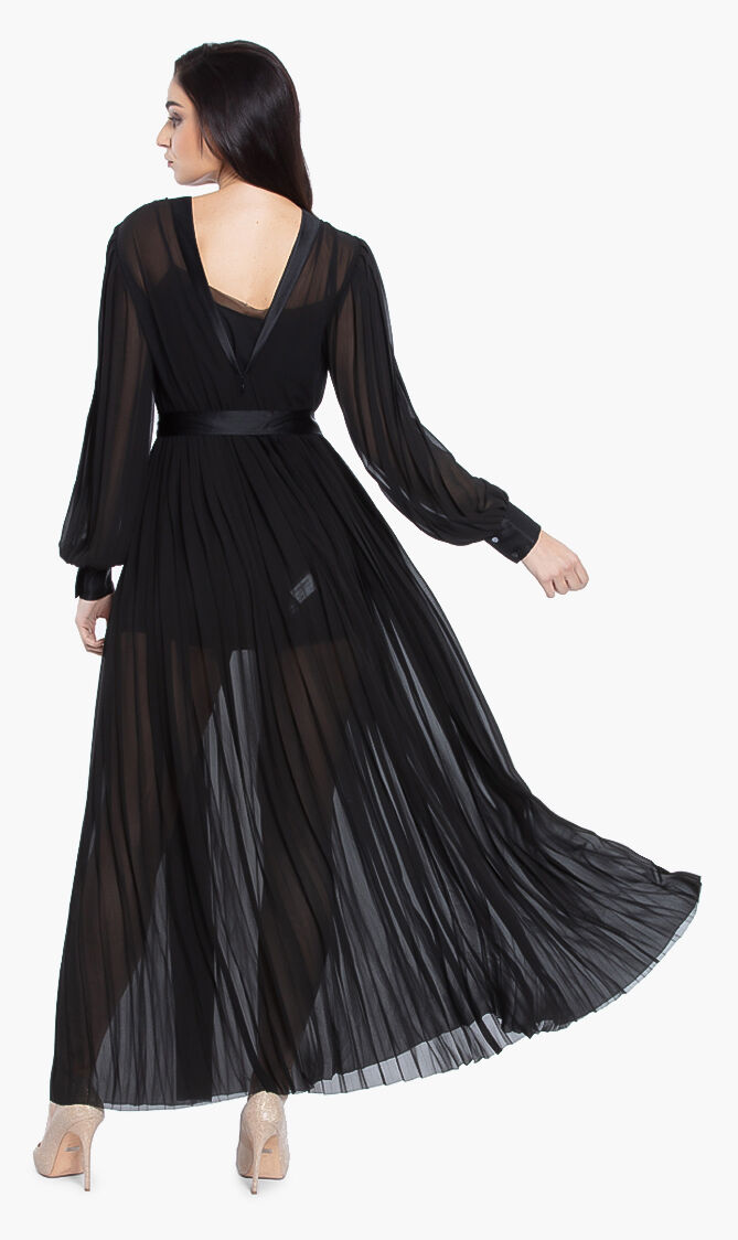 Pleated Maxi Shirt Dress