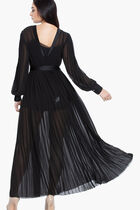 Pleated Maxi Shirt Dress