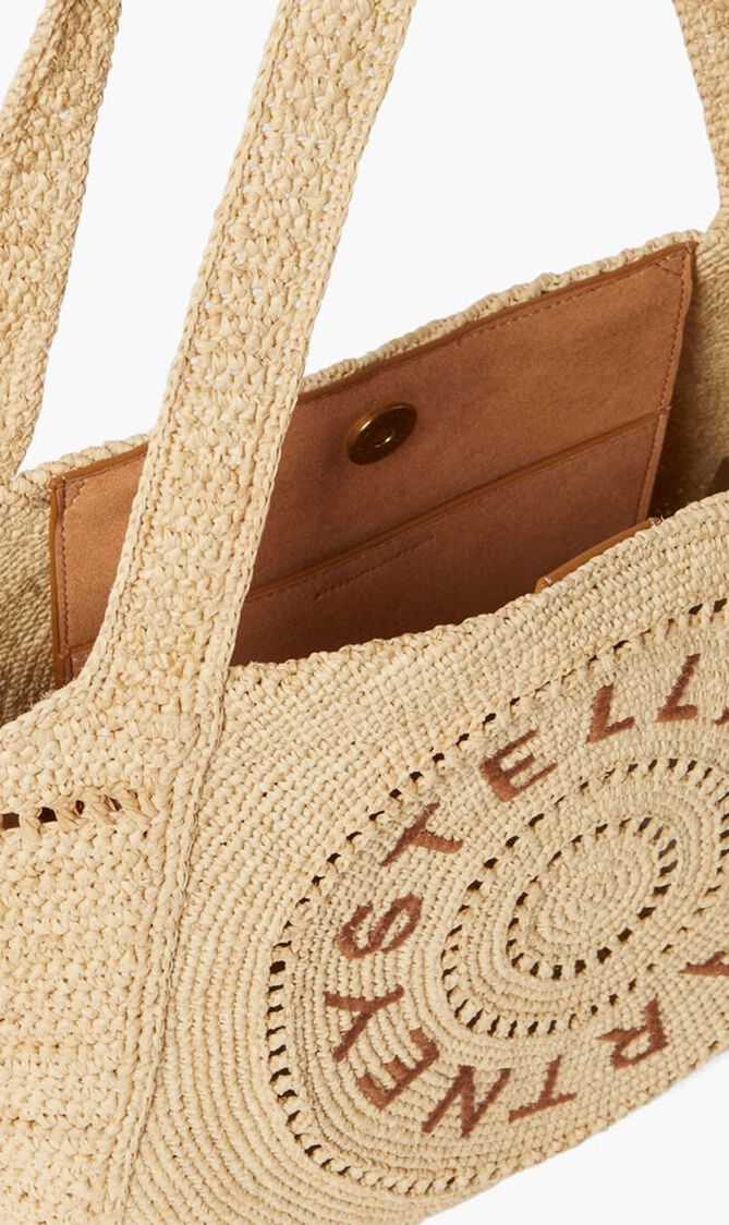 Logo Small Crochet Raffia Tote Bag
