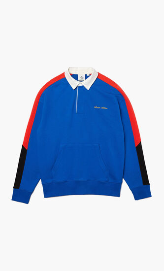 Colorblock Fleece Polo Shirt Sweatshirt