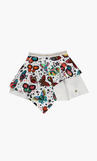 Butterfly Printed Satin Skirt