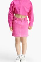 Contrast-Stitch Denim Mini Skirt