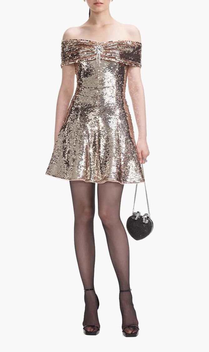Sequin Off Shoulder Mini Dress