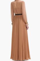 TAN DOT MESH MAXI DRESS