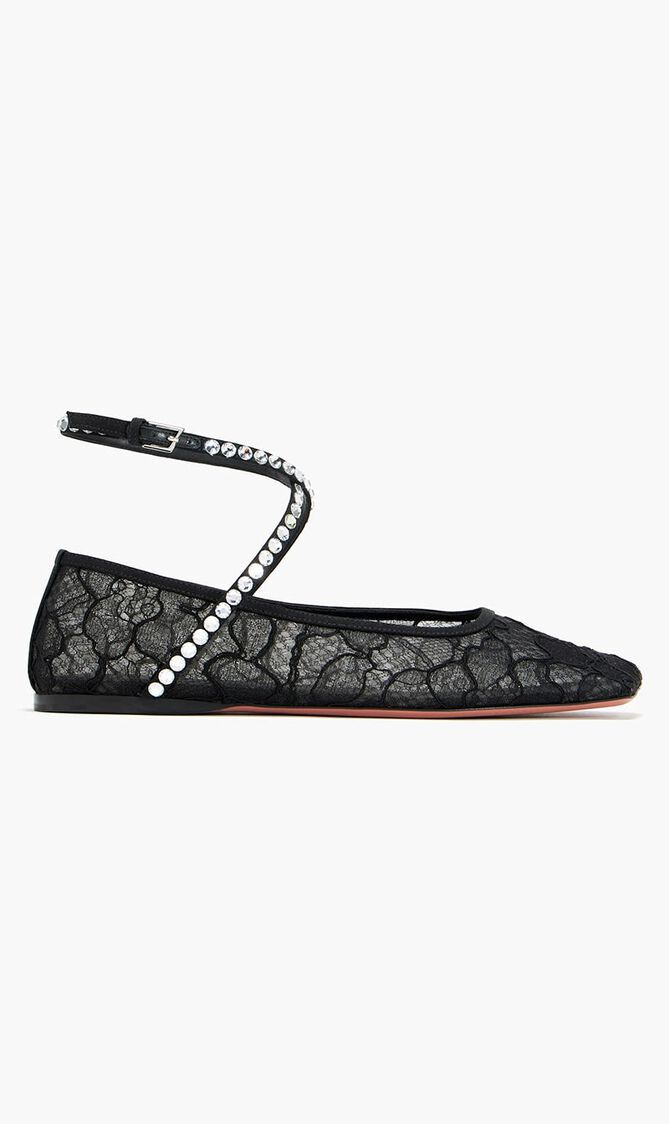 Ane Mesh Crystal Ballet Flats