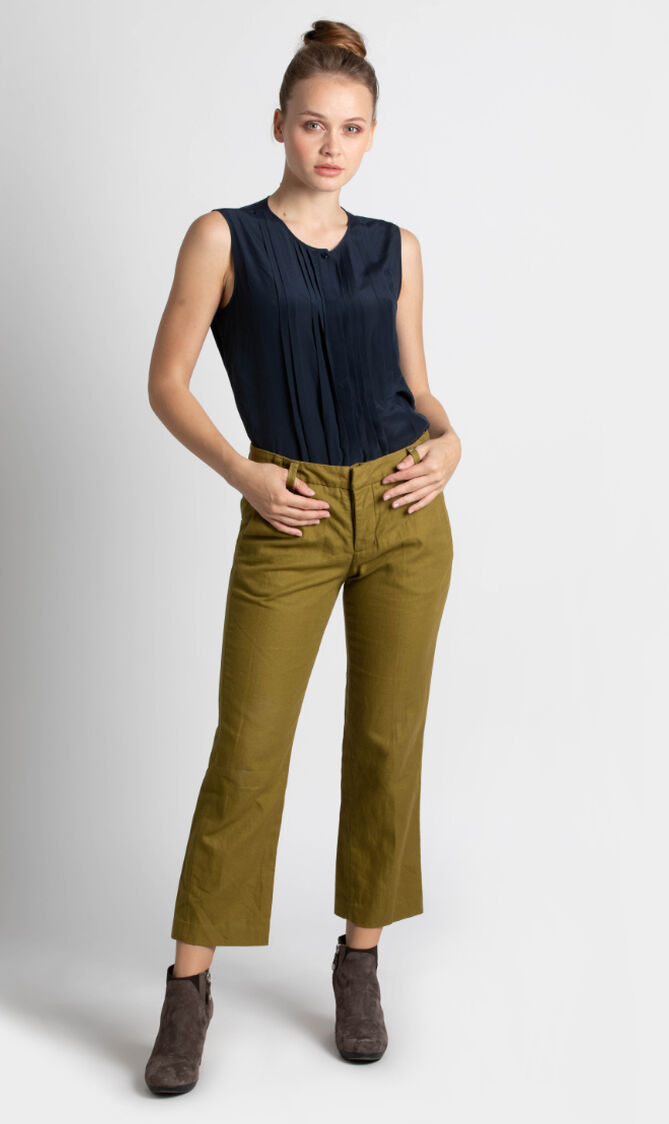 Button Fly Cropped Pants