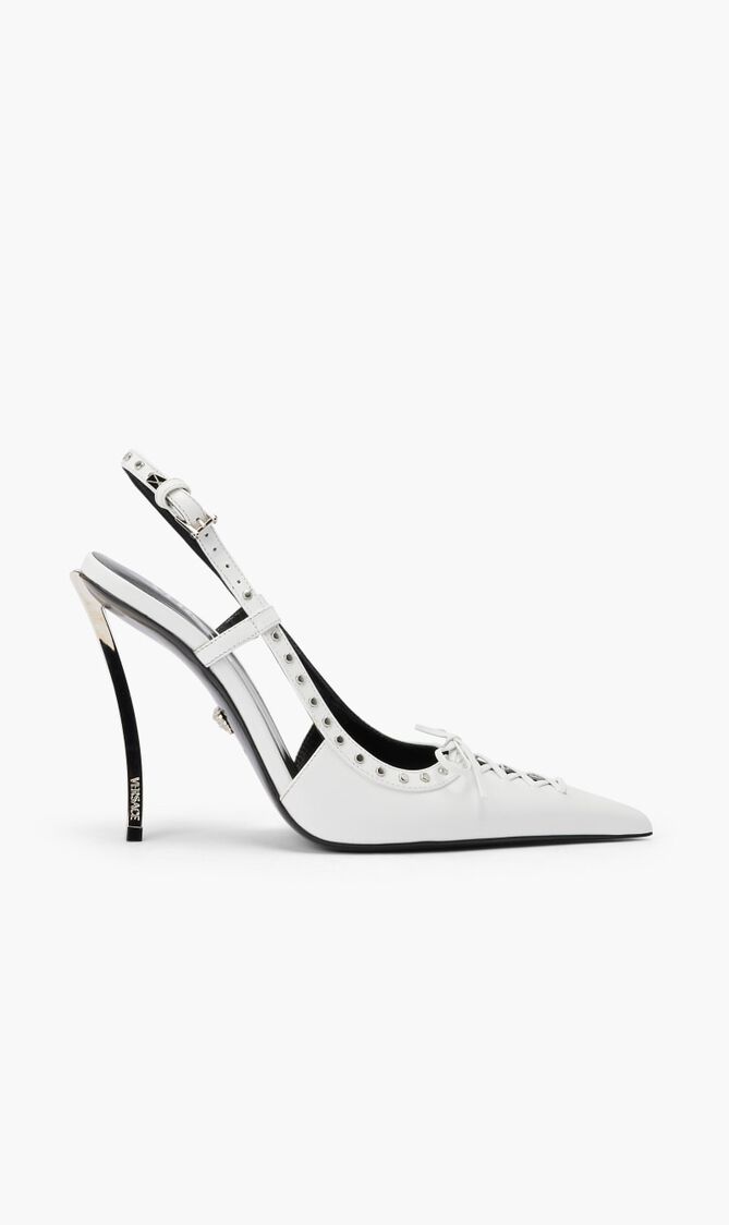 Sling Back Pumps 110 Pointed Lace Up Bows