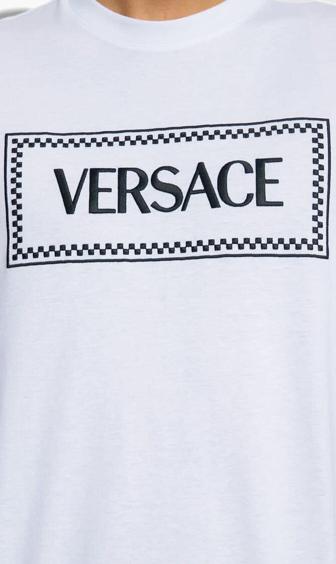 T-SHIRT COMPACT COTTON JERSEY FABRIC + VERSACE LABEL LOGO EMBROIDERY