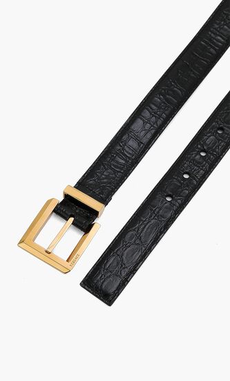 Croc Print Leather Belt