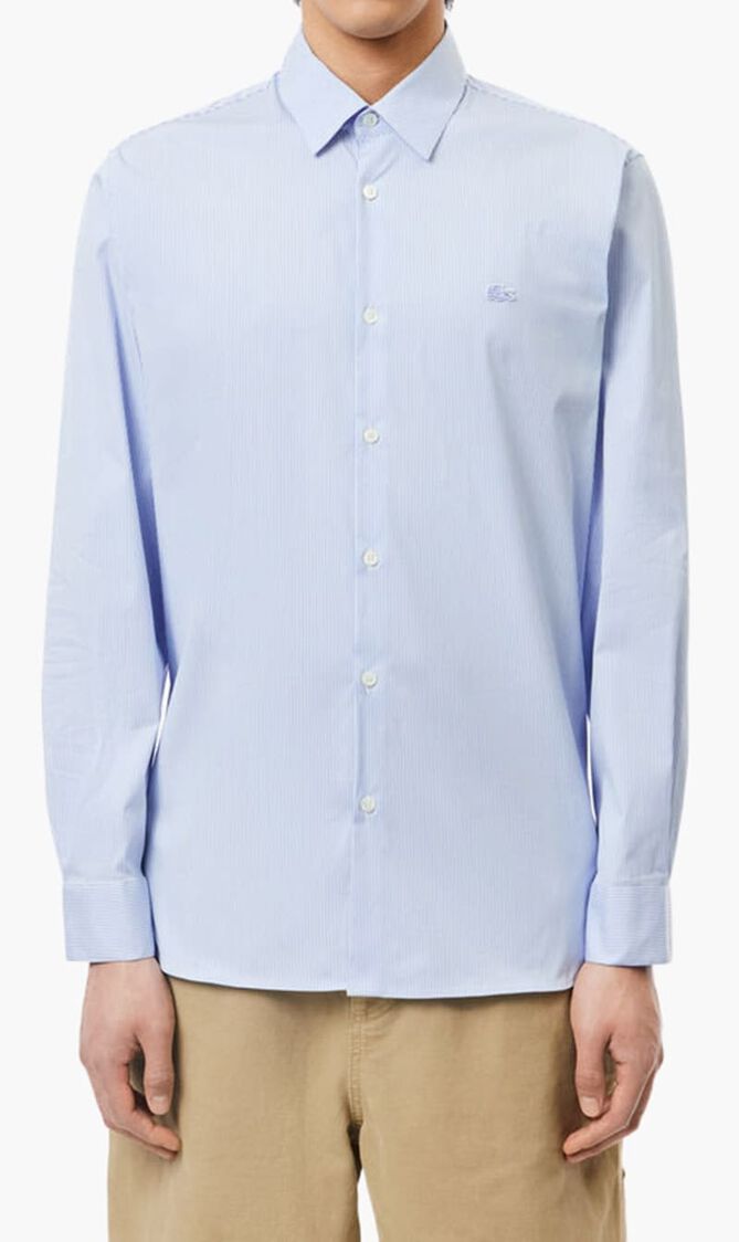 Slim Fit Striped Stretch Poplin Shirt
