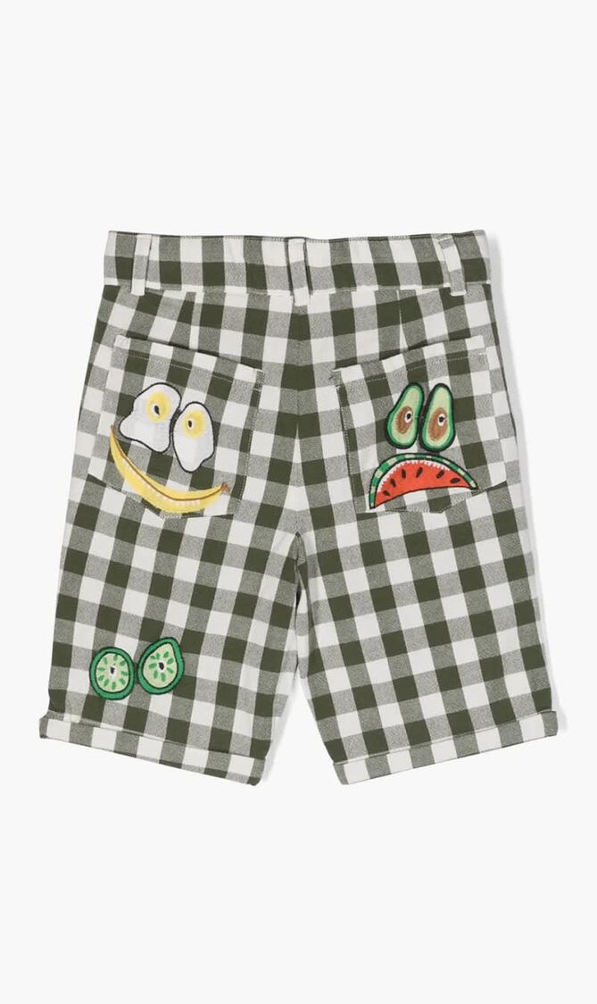 motif-embroidered cotton short