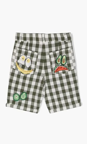 motif-embroidered cotton short