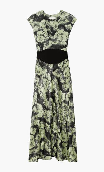 PRINTED U-NECK VISCOSE DRESS