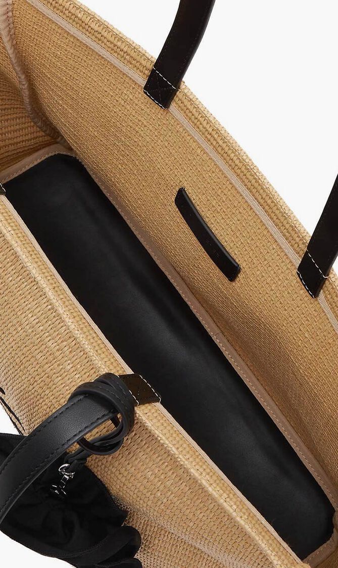 K SIGNATURE FLOWER RAFFIA TOTE