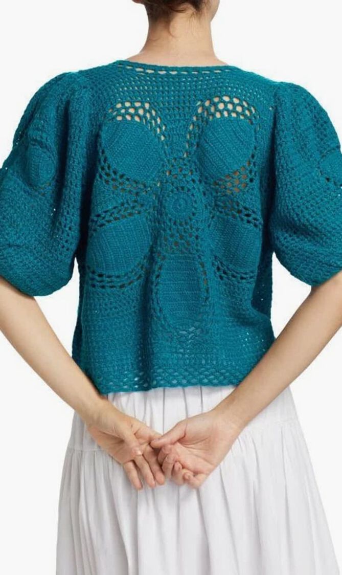 Flower Draw Crochet Cardigan