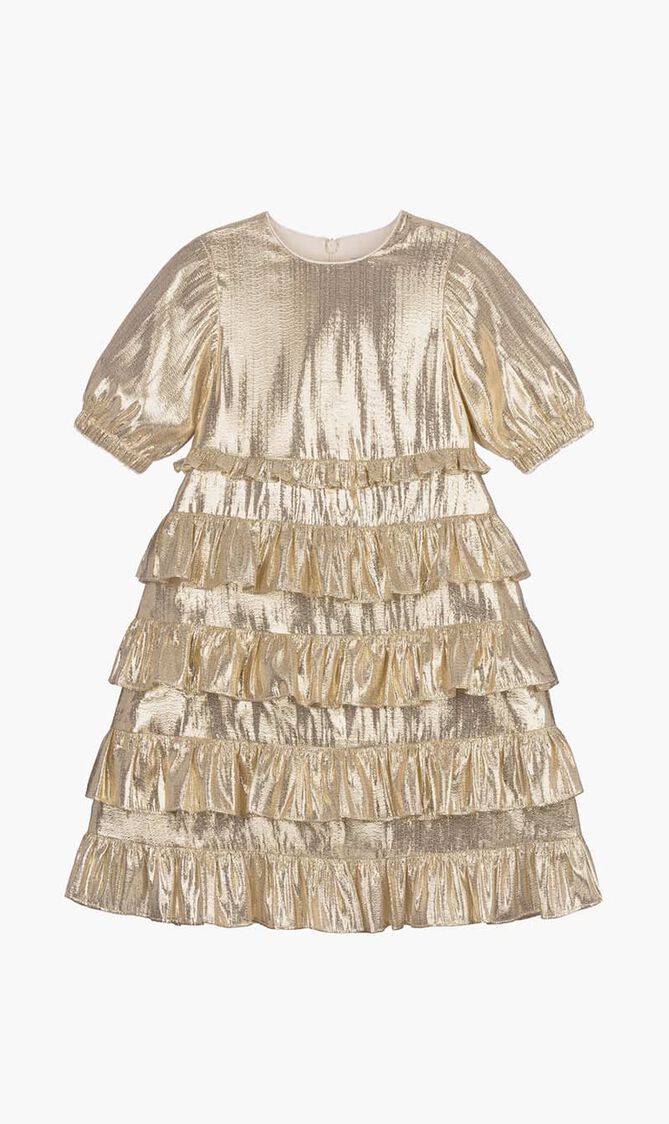 GOLD METALLIC FRILL DRESS