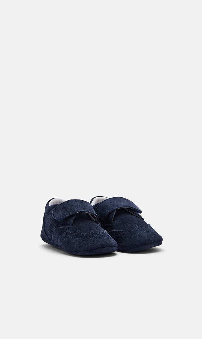 SUEDE LEATHER SINGLE STRAP VELCRO BROGUES