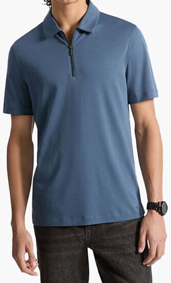 Cotton Half-Zip Polo Shirt