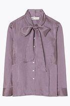Striped Viscose Bow Blouse