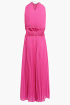 Pleated Georgette Cutout Dress