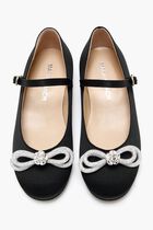 DOUBLE BOW BLACK SATIN MINI BALLERINA