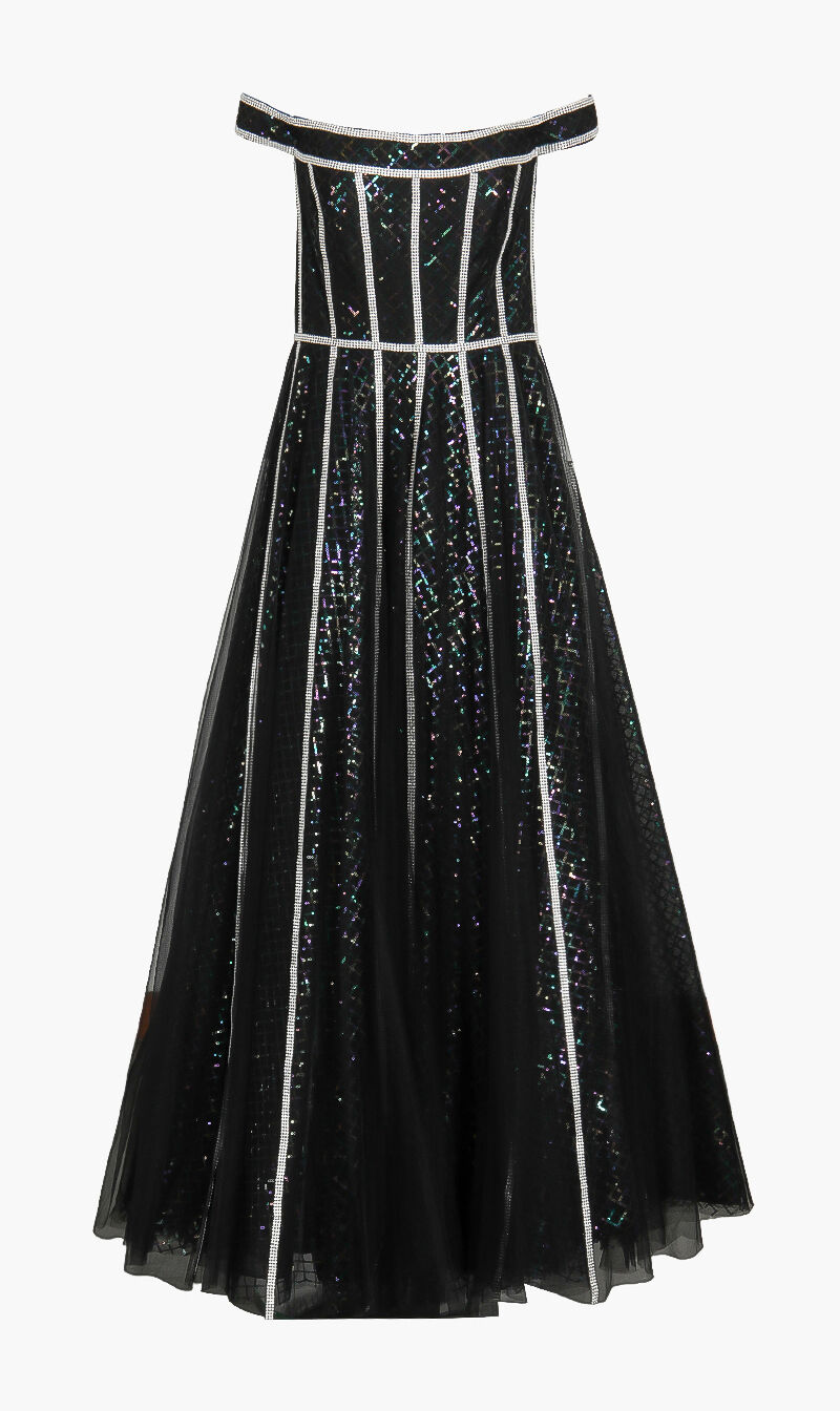 Buy BASIX BLACK LABEL Crystal Embellished Gown Dress for AED