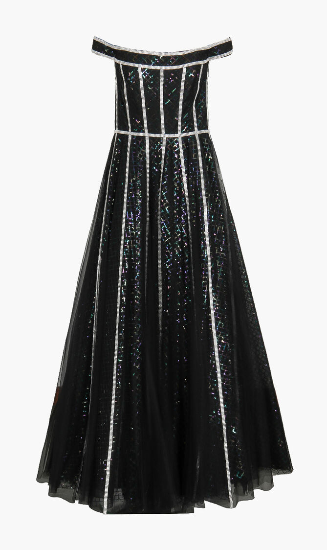 Crystal Embellished Gown Dress
