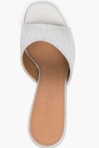 SHINY HIGH ALLEN SATIN MULE GREY SILVER SHINY HIGH ALLEN SATIN MULE GREY SILVER
