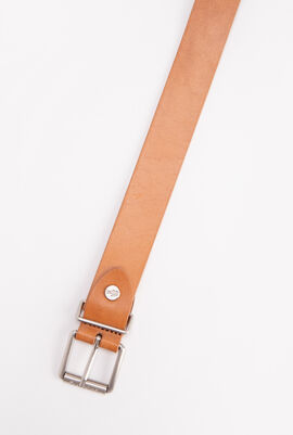 Engraved Rolling Tongue Buckle Matte Leather Belt