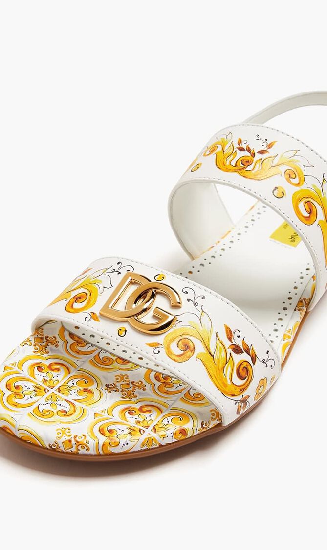 Majolica Print Calfskin Sandals