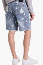 Frayed Splattered Denim Shorts