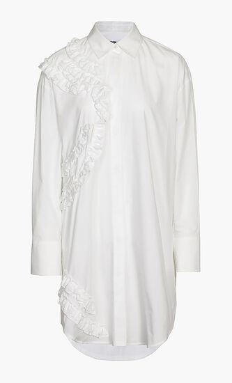 Ruflled Cotton Shirt Dress