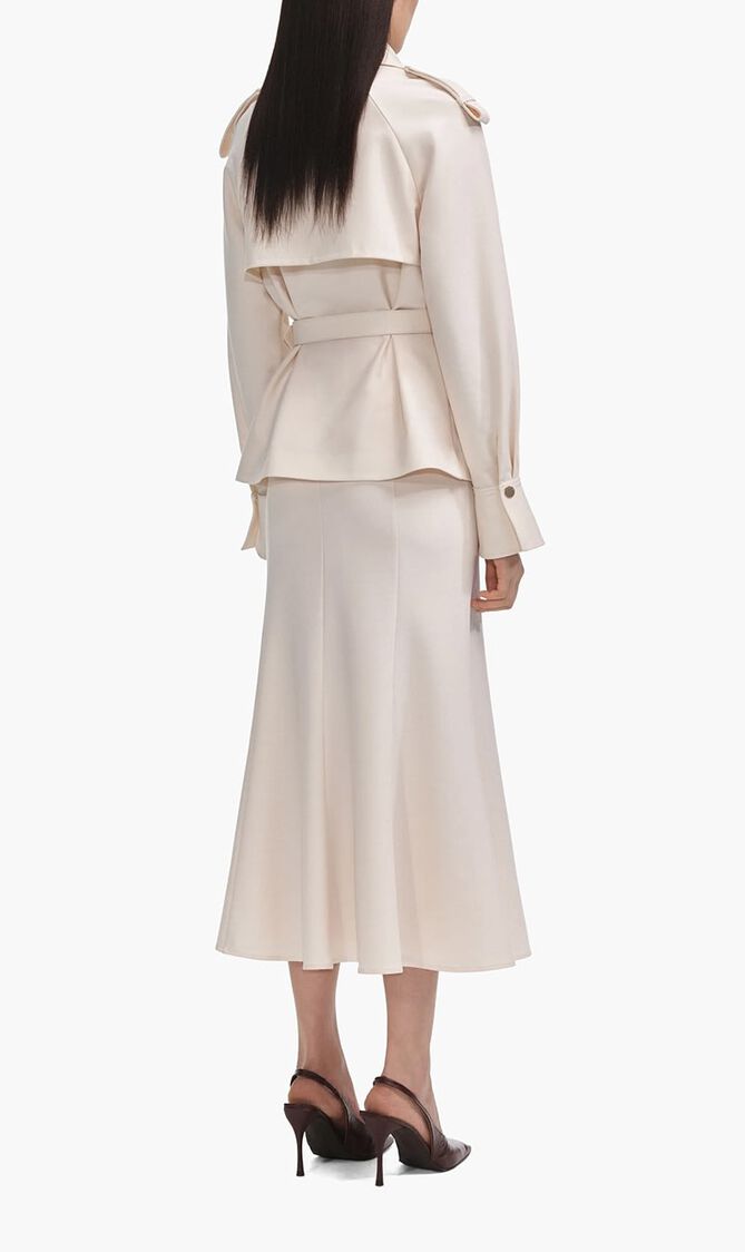 CREAM TWILL MIDI DRESS