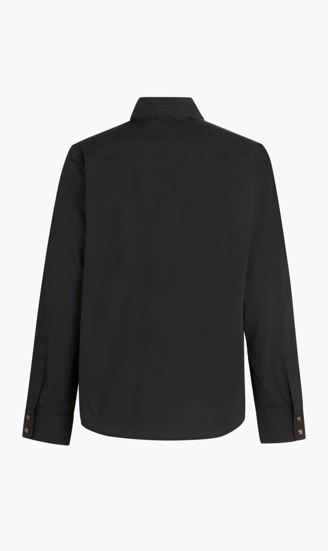 SCALLOPED POPLIN BOW BLOUSE