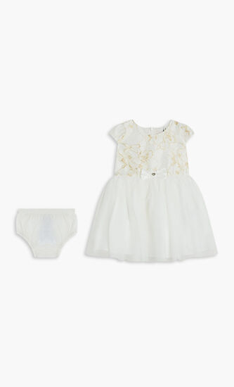 SET MIXED FABRIC SS DRESS+PANT