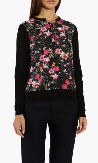 Graciiy Fern Forest Woven Front Sweater