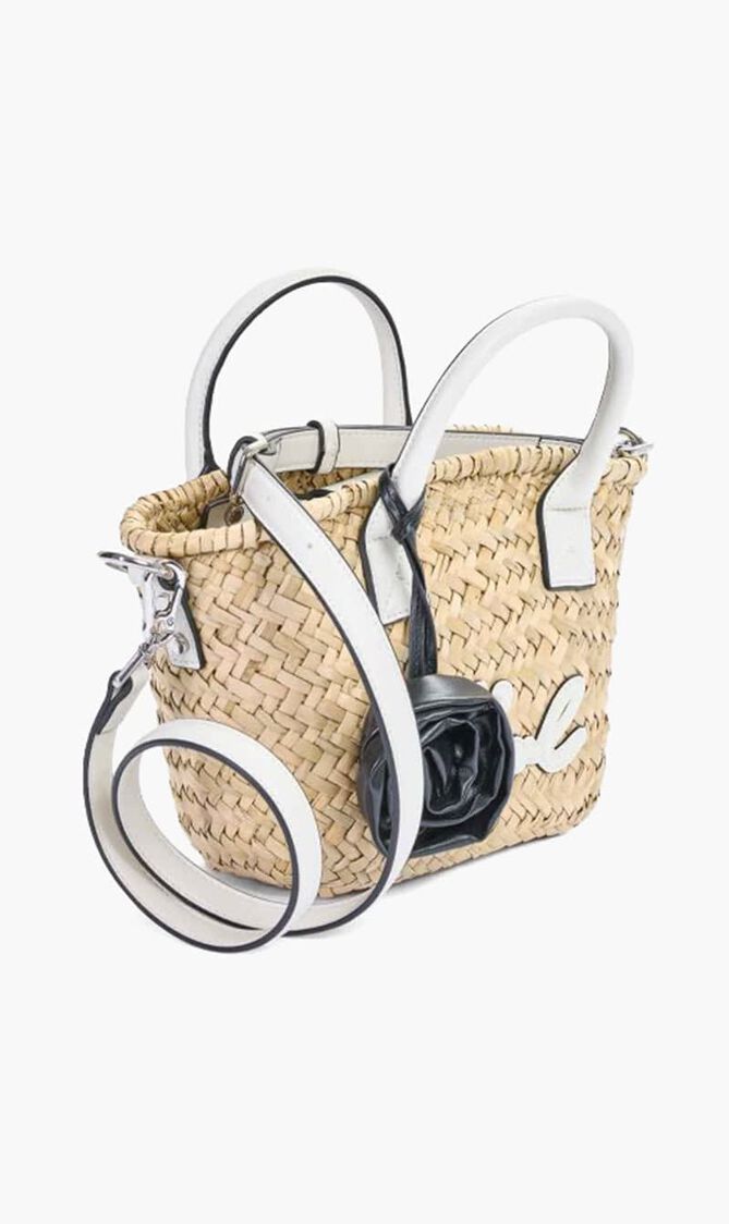 K/Signature Raffia Small Basket Bag